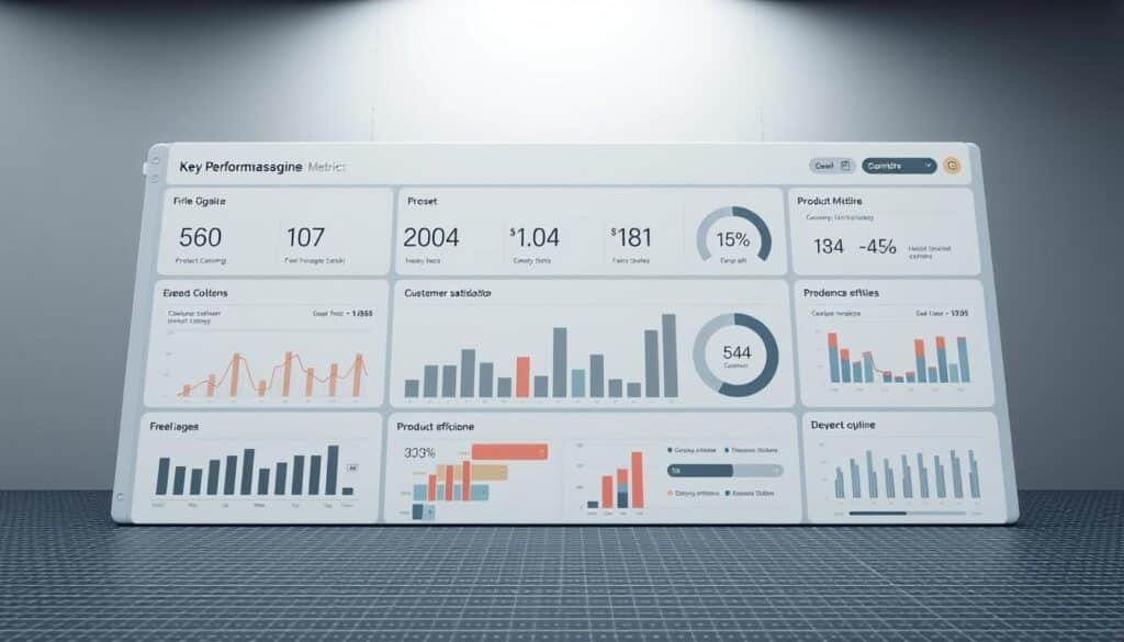 A sleek, minimalist dashboard display showcasing key performance metrics for a massaging device. In the foreground, a grid of charts and graphs presents data on usage patterns, customer satisfaction, and product efficacy. The middle ground features a clean, monochrome interface with smooth, tactile controls and a bold, high-contrast color scheme. The background evokes a sense of technological sophistication, with a subtle grid pattern and muted, futuristic lighting creating a professional, analytical atmosphere. Captured with a wide-angle lens to emphasize the sense of depth and precision, this image conveys the rigorous, data-driven approach to evaluating the optimal massage gun for consumers.