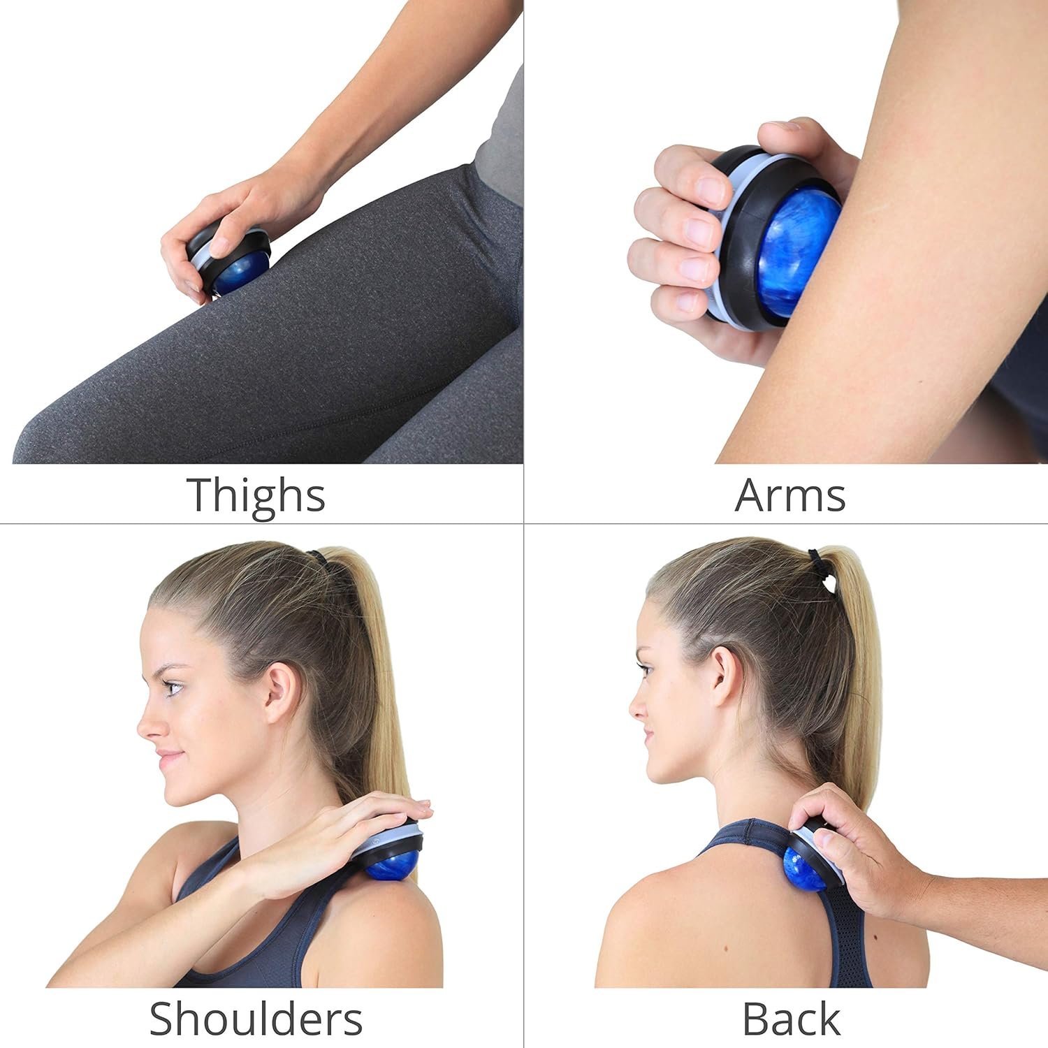 Body Back Manual Massage Roller Ball | Deep Tissue Roller  Lacrosse Ball - Hand Held Massager for Sore Muscles  Joint Pain | 360 Degree Mobility Therapy Ball | Ideal for Athletes  Fitness Recovery