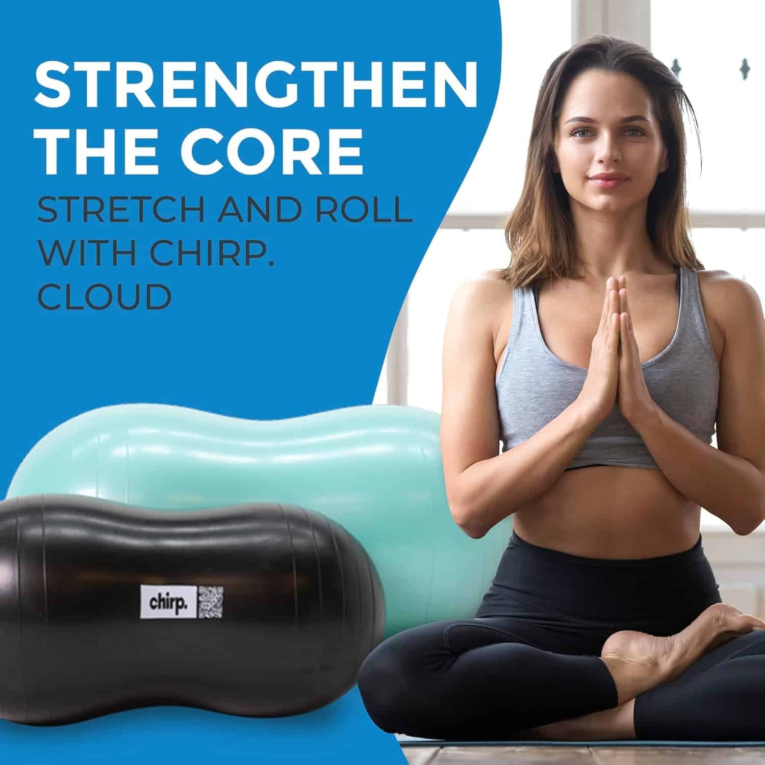 Chirp Cloud Peanut Mobility Ball for The Back, Physical Therapy Massager for Adults, Exercise Balance Ball, Sensory Therapy Toys for Autism  ADHD - 2 Pack (Mint 100x50cm, Black 60x30cm