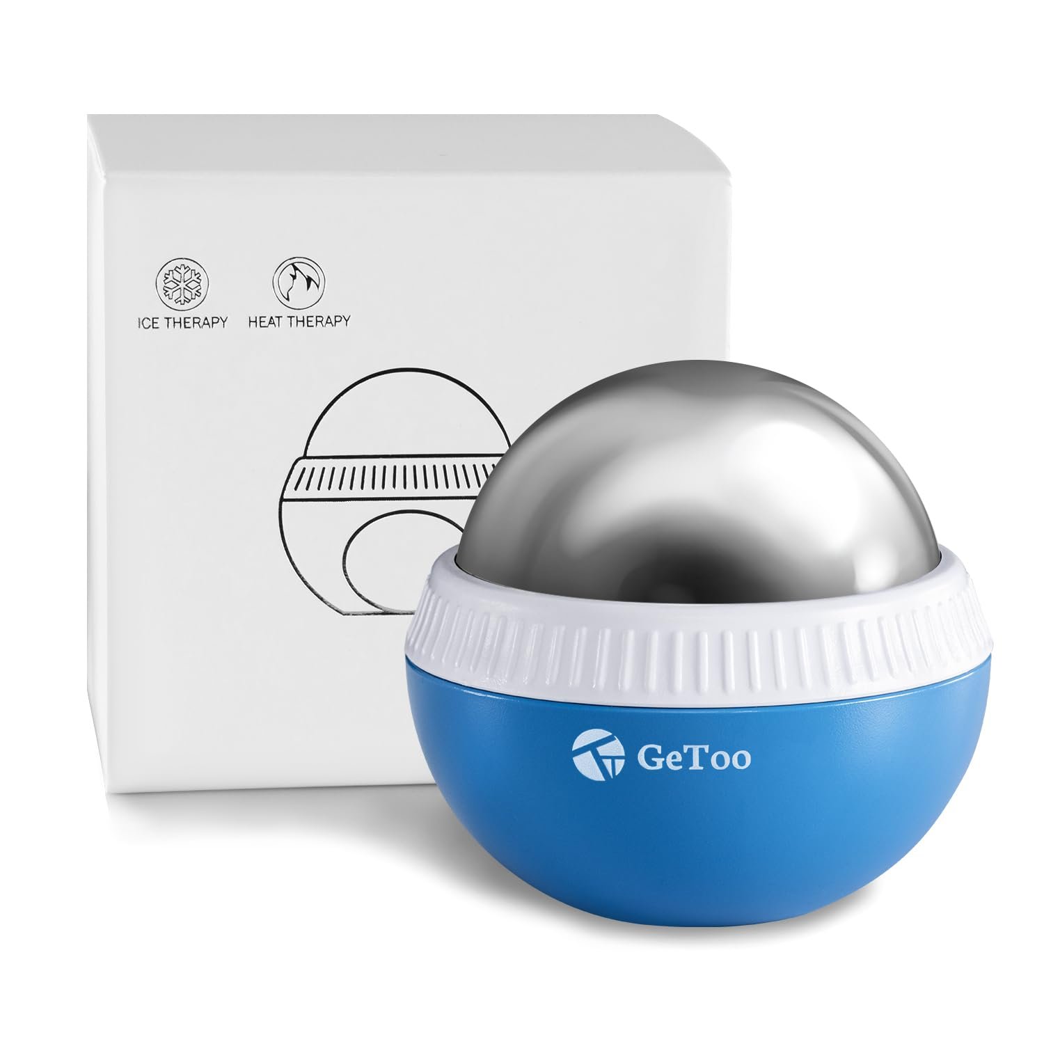 Cryosphere Cold Massage Roller Ball - 2.8 Inches Cryosphere Cold Roller for 6 Hour Cold Massage, Detachable Rolling Ball, Ice Roller Cryoball for Deep Tissue Massage, White and Blue