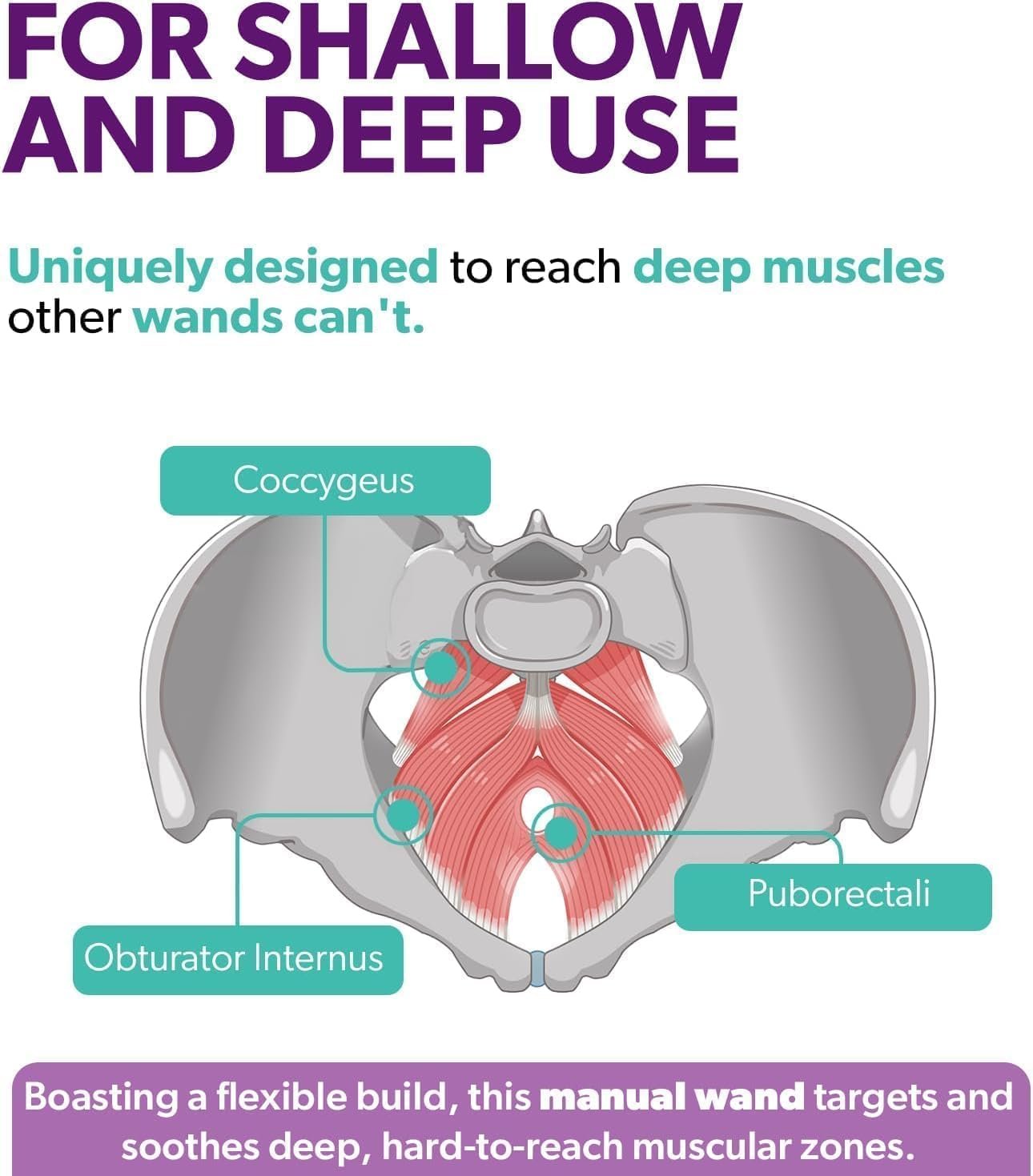 Intimate Rose Pelvic Wand, Pelvic Floor Muscle Trigger Point Massager, Perineal Massage Tool for Pelvic Physical Therapy  Pain Relief, BPA-Free, Latex-Free, Standard (Non-Vibration)