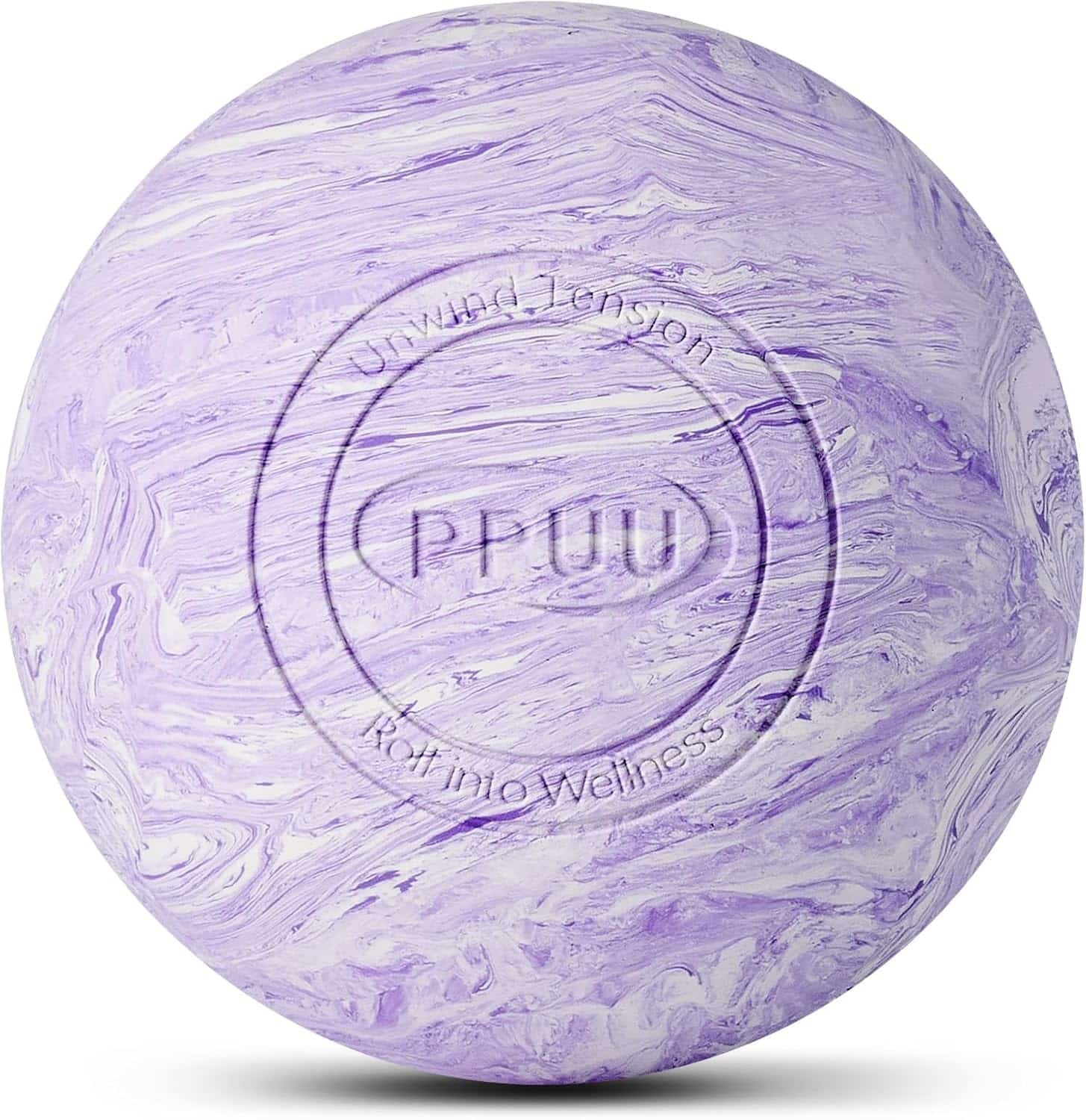 Lacrosse Ball Massage Ball for Myofascial  Trigger Point Release, Muscle Knots, Yoga Therapy – Improves Joint Mobility  Relieves Pain – Back, Neck, Plantar Fascia, HIPS – 2.5-Inch Purple Rubber
