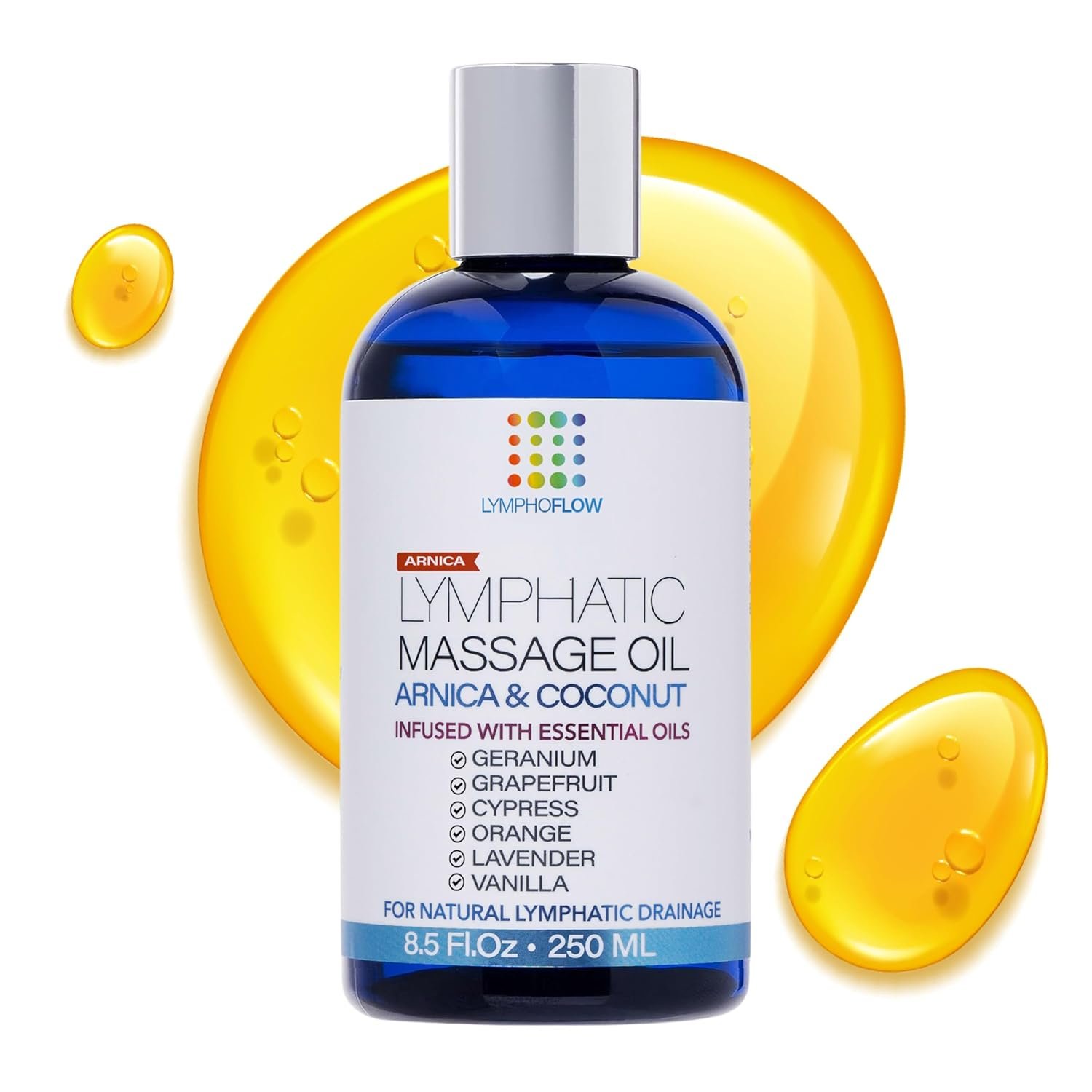 Lymphatic Drainage Massage Oil with Arnica Oil  Coconut for Post Surgery Recovery  Lymphatic Drainage Massager, Liposuction, 360 Lipo, BBL, After Tummy Tuck Surgery Items, Fibrosis Treatment, 8.5 Oz