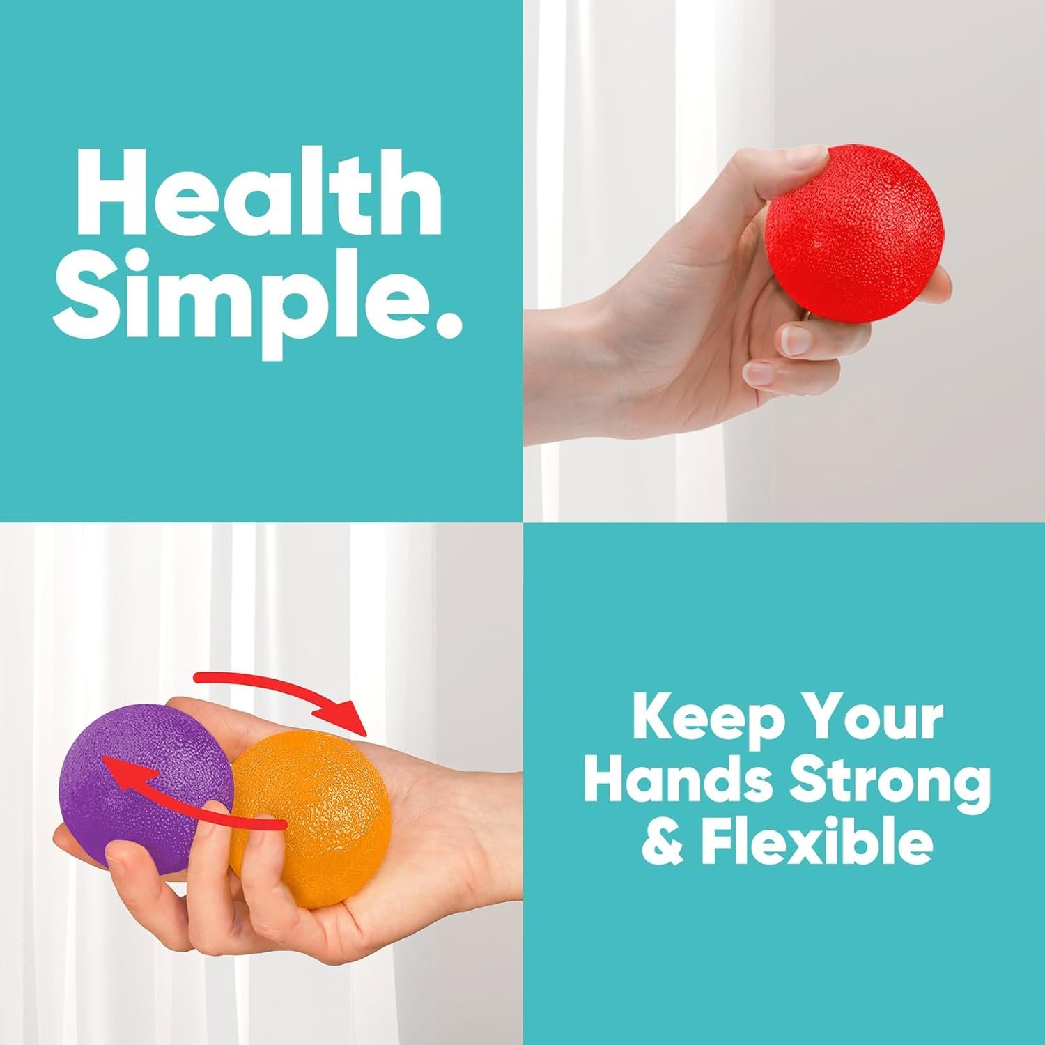 Stress Balls for Adults (6 Pack), Grip Strength Trainer, Hand Strengthening Devices, Hand Exercisers for Strength, Exercise Balls Physical Therapy, Wrist Finger Strengthener, Forearm Exerciser