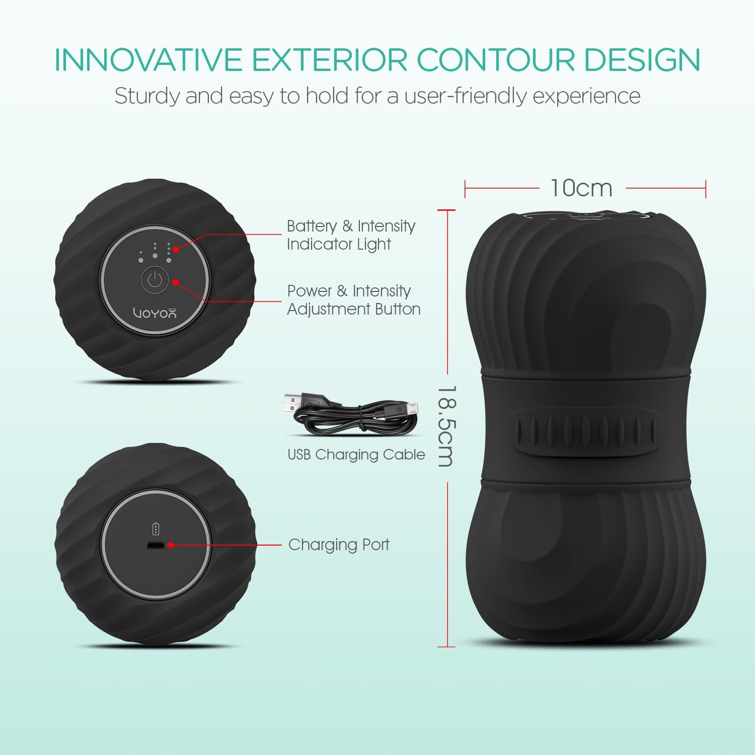 Vibrating Peanut Massage Ball Roller, Electric Double Lacrosse Massage Ball with 4 Intensities for Muscle Pain Relief, Rechargeable Deep Tissue Massage, Yoga Sports Fitness MB300 (Black)