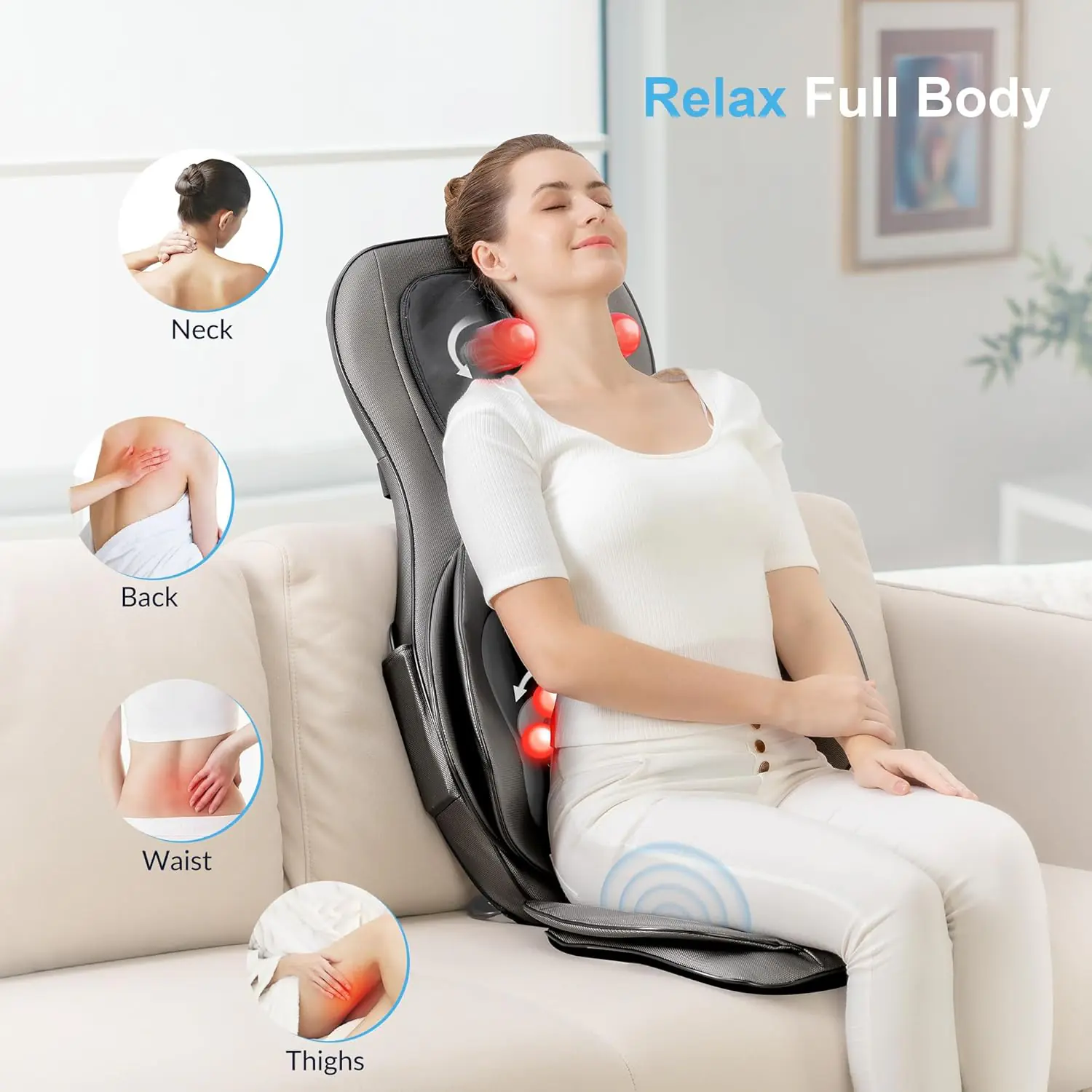 Comfier Shiatsu Neck Back Massager With Heat 2d Ro 3d Kneading Massage Chair Pad Adjustable Compression Seat Massager Fo 2