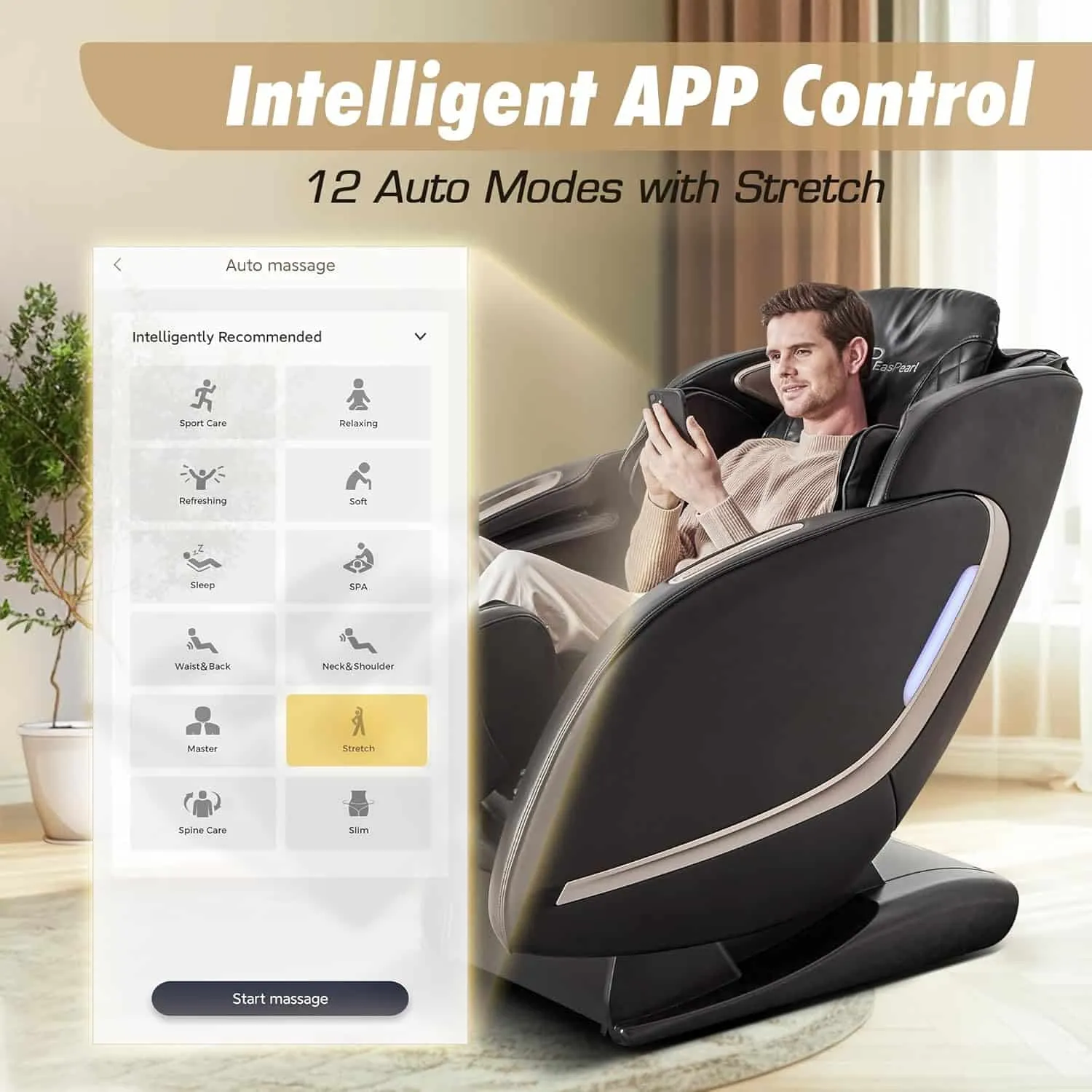Easpearl 2024 Massage Chair Full Body Sl Track Zero Gravity Massage Chair With App 4d Shiatsu Massage Recliner Chair Wit 1