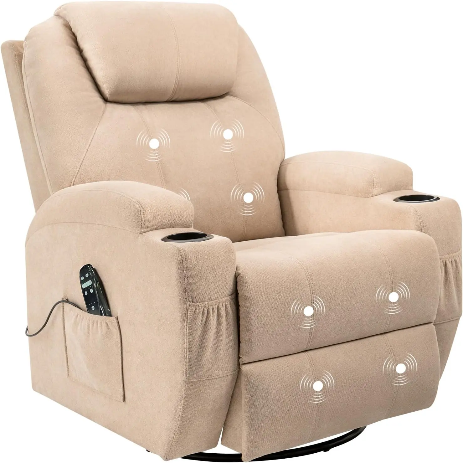 Flamaker Rocking Chair Recliner Chair With Massage Swivel Ergonomic Lounge Chair Classic Single Sofa With 2 Cup Holders 1 4