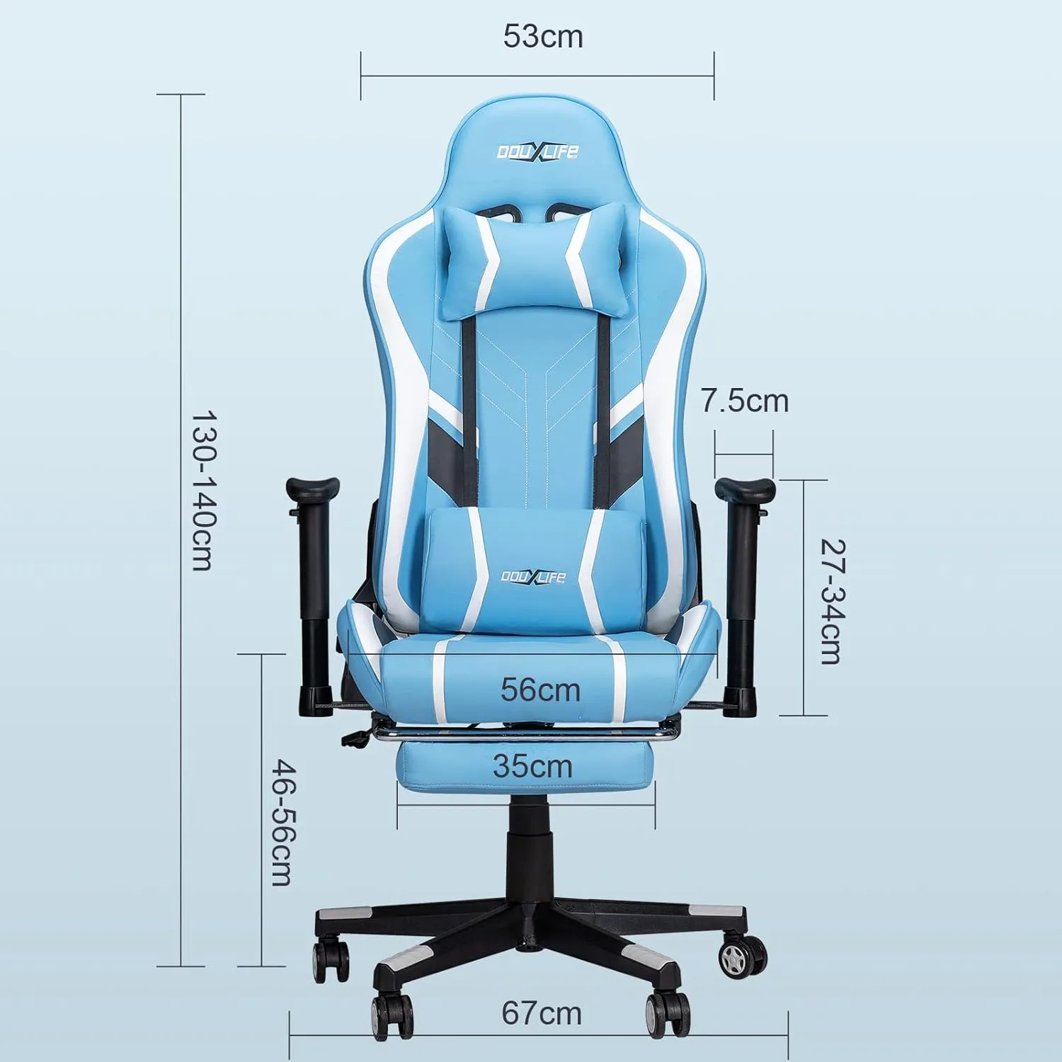 Gaming Chair Massage 7 Point Adjustable Ergonomic Office Chair With Footrest And Lumbar Support 175 Reclining Thickened 1 1