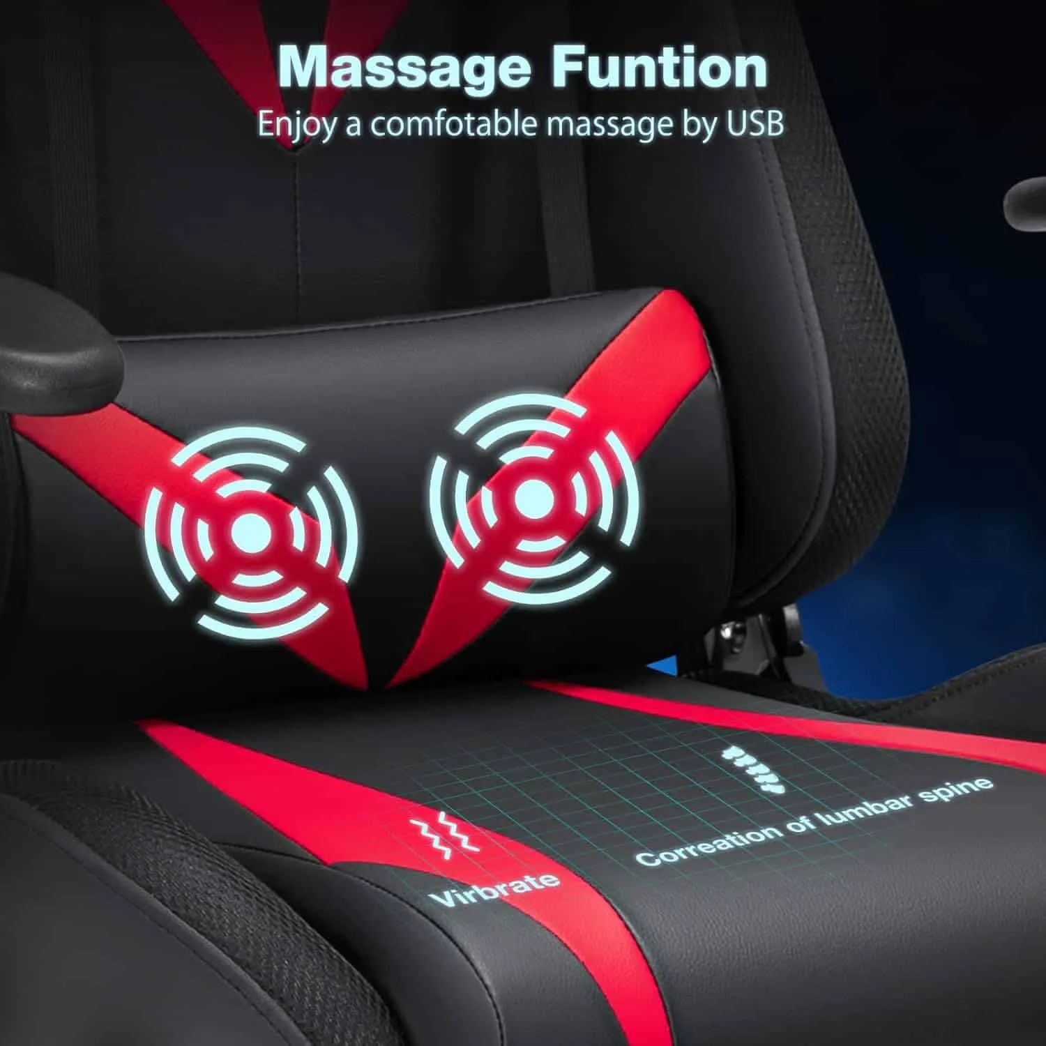 Hoffree Gaming Chair With Bluetooth Speakers And Led Lights Massage Vide Game Chair With Footrest Reclining High Back Co 3