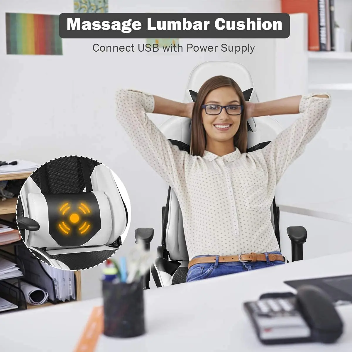 Massage Gaming Chair High Back Reclining Chair Wheadrest Lumbar Support Footrest Racing Massage Pc Chair For Office Bedr 3