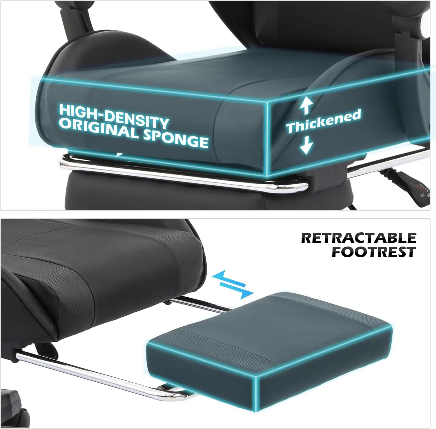 Monibloom Gaming Chair With Headrest Lumbar Support Ergonomic Computer Racing Chair With Footrest Adjustable Hight Leath 3