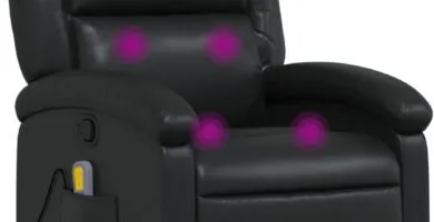 Vidaxl Black Faux Leather Massage Recliner Adjustable Manual Armchair With Vibration Massage Side Pocket And Plush Paddi
