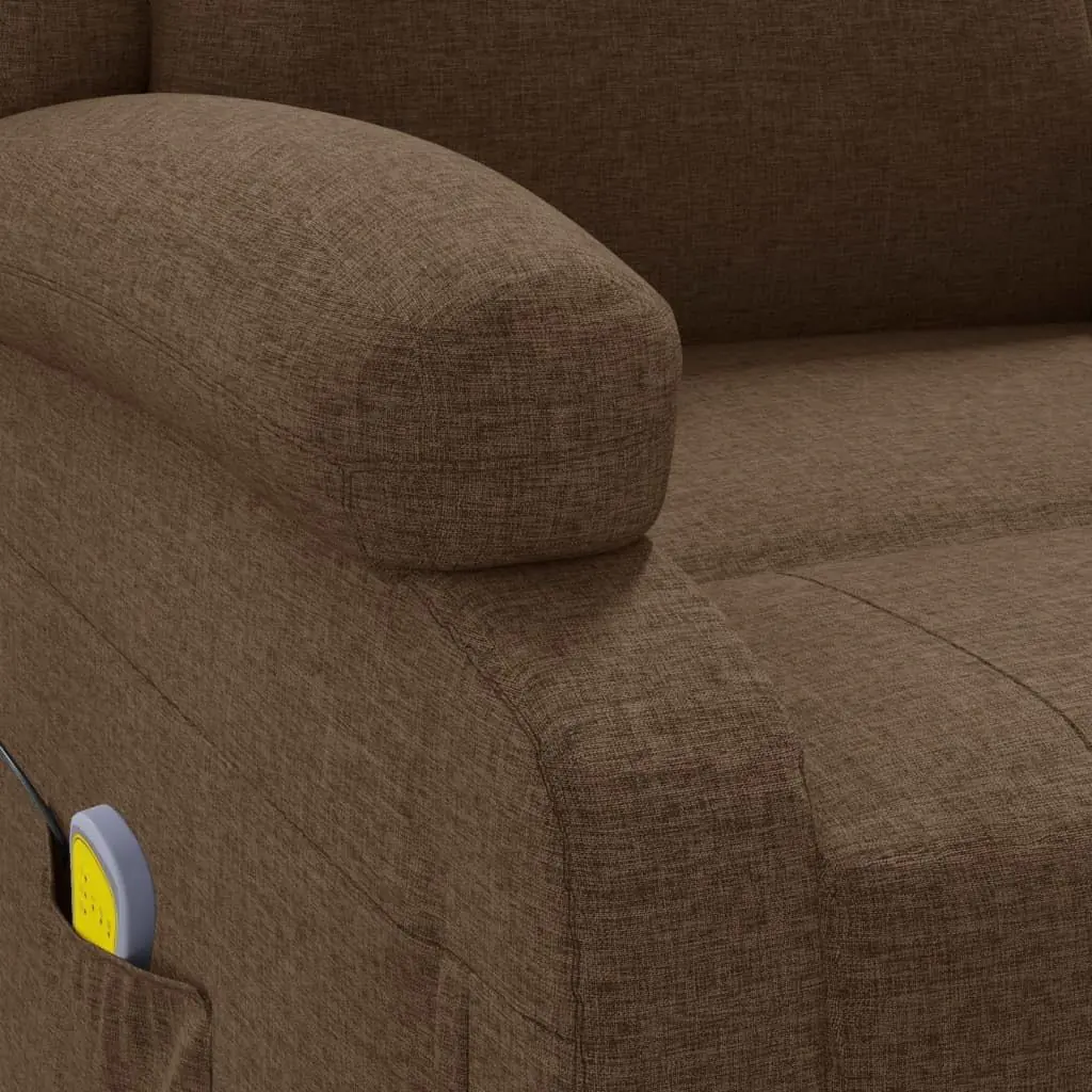 Vidaxl Massage Chair Recliner With Vibration Massage Brown Fabric Adjustable Backrestfootrest Usb Powered Remote Control 2