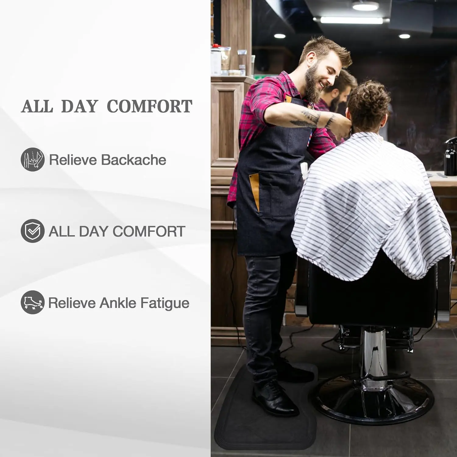 Anti Fatigue Salon Mat For Hair Stylist Anti Slip Antique Series Salon Barber Shop Chair Floor Mat 17x32 X 58black 1