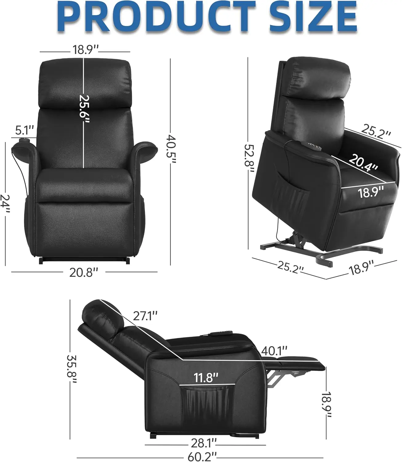 Electric Power Lift Chair Recliners For Elderly With Massage And Heating Living Room Recliner Chair With Remote Control 1 3