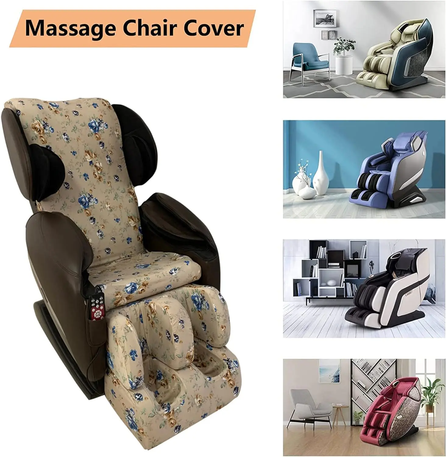 Fbkphss Full Body Shiatsu Massage Chair Cover Zero Gravity Best Massage Chair Cover Printed Stretch Fabric Washable Mass 2