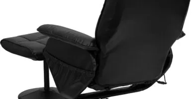 Flash Furniture Hall Massaging Heat Controlled Adjustable Recliner And Ottoman With Wrapped Base In Black Leathersoft 3