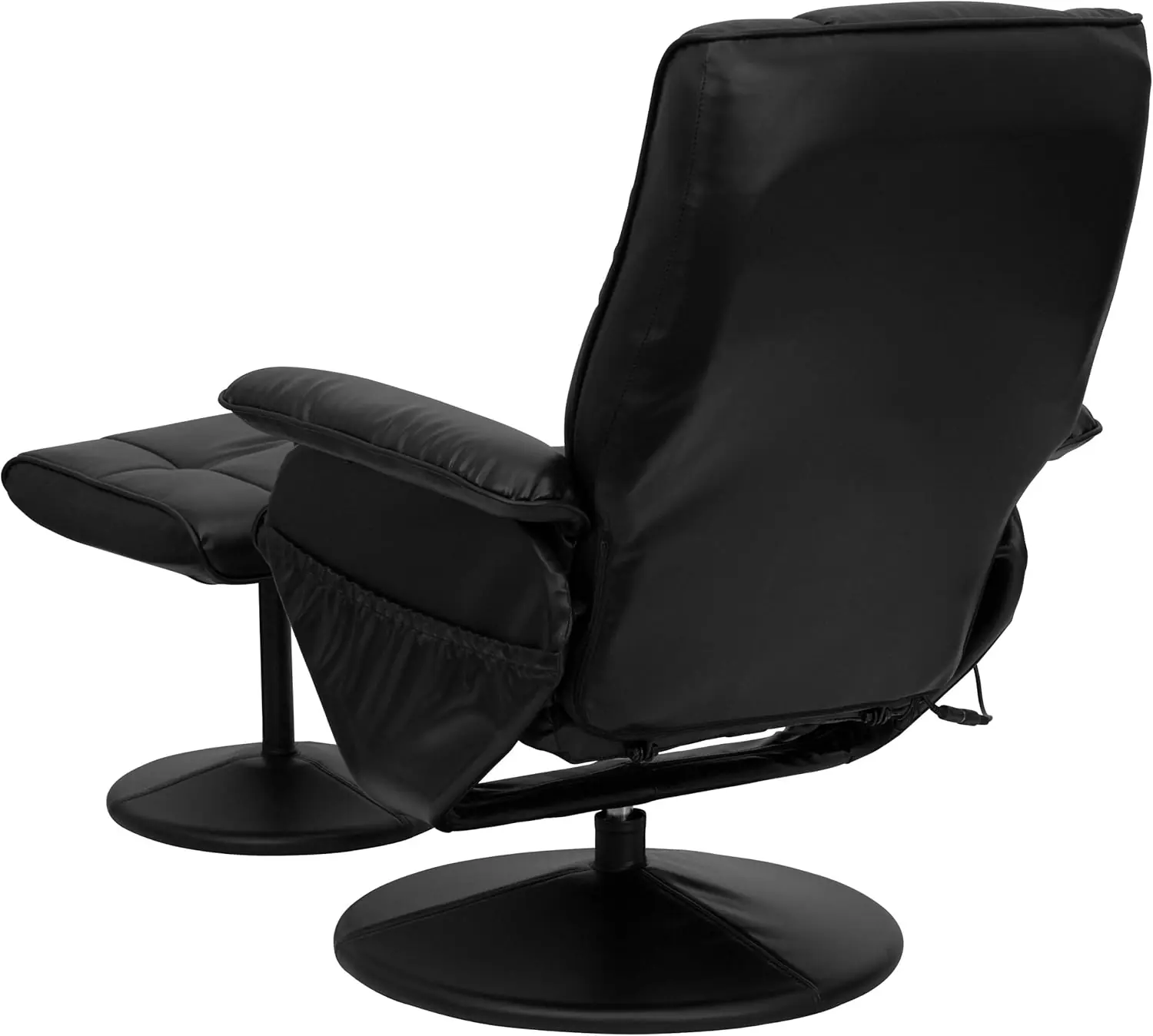 Flash Furniture Hall Massaging Heat Controlled Adjustable Recliner And Ottoman With Wrapped Base In Black Leathersoft 3