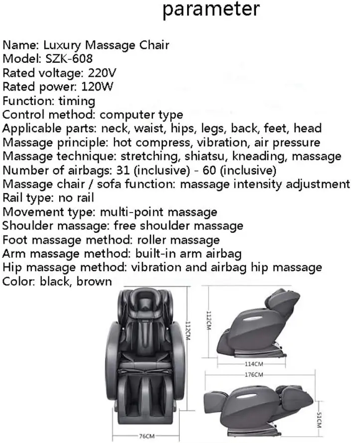 Luxury Leisure Massage Chair Massage Chair Szk Y608 Electric Sofa Intelligent Zero Gravity Automatic Heating System Easy
