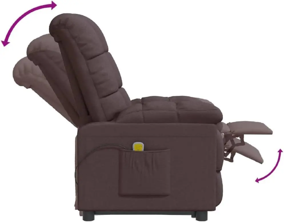 Vidaxl Dark Brown Massage Chair Relaxing Fabric Recliner With Manual Mode Supreme Comfort 3 Position Adjustable Backrest 2