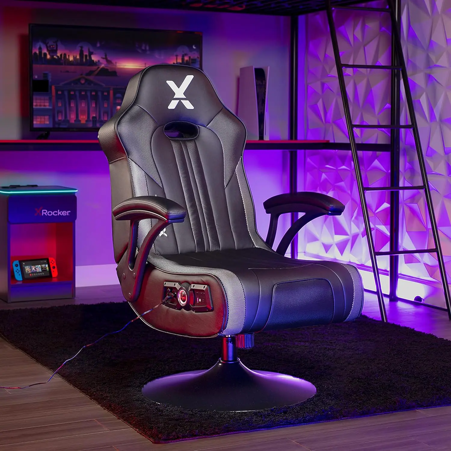 X Rocker Pc Computer Video Gaming And Office Chair Pedestal With Built In Audio 2