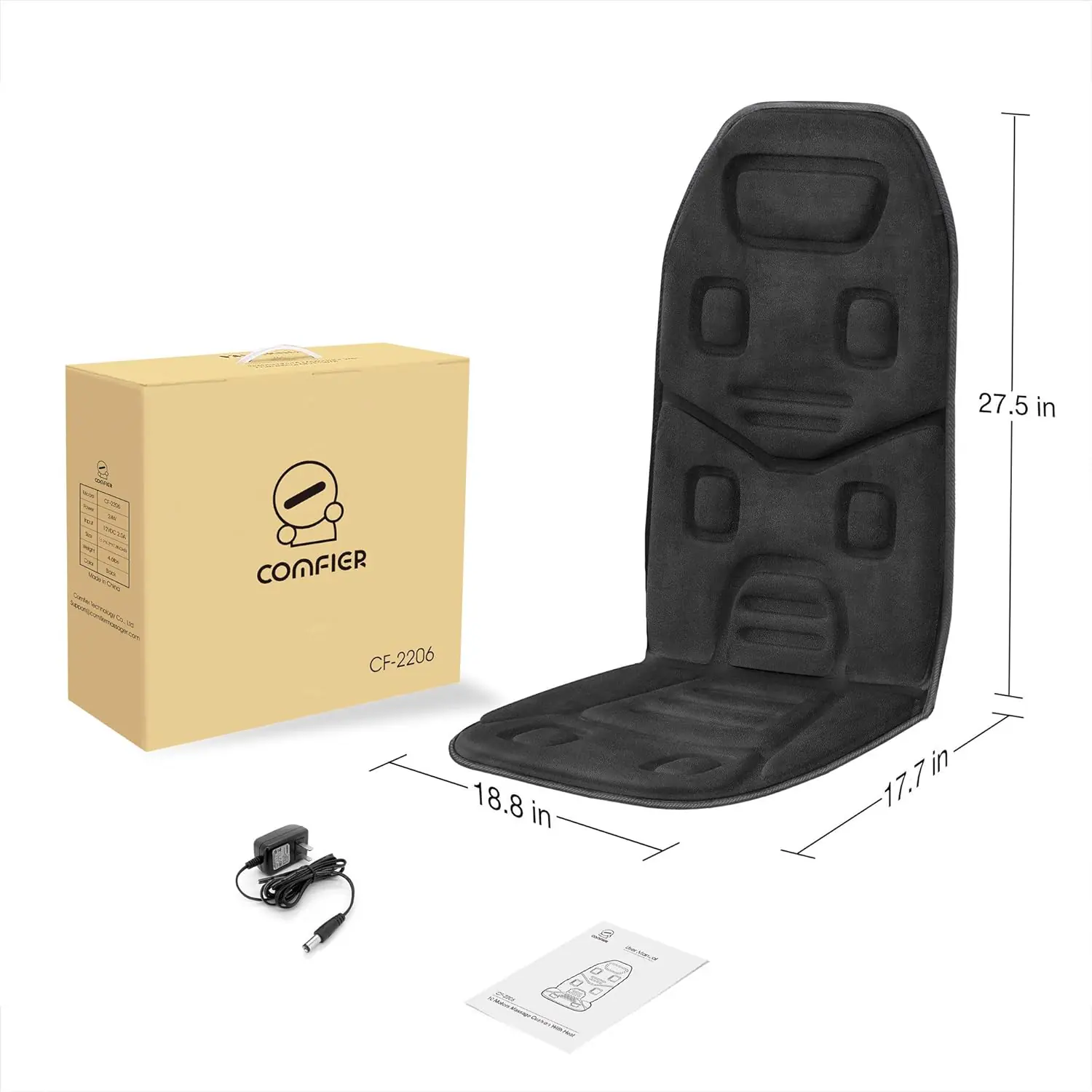 Comfier Massage Seat Cushion With Heat10 Vibration Motors Seat Warmer Back Massager For Chair Massage Chair Pad For Back 1