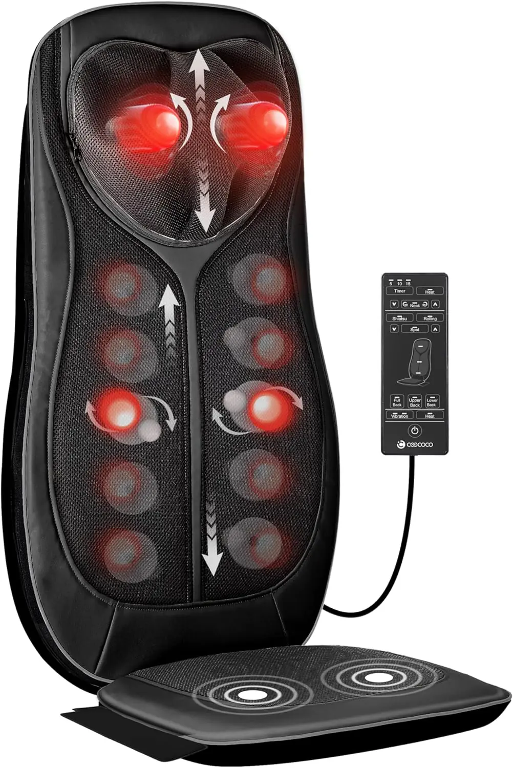 Coococo Shiatsu Neck Back Massager With Heat Birthday Gifts For Men Kneading Massage Chair Pad For Full Body Relaxation 