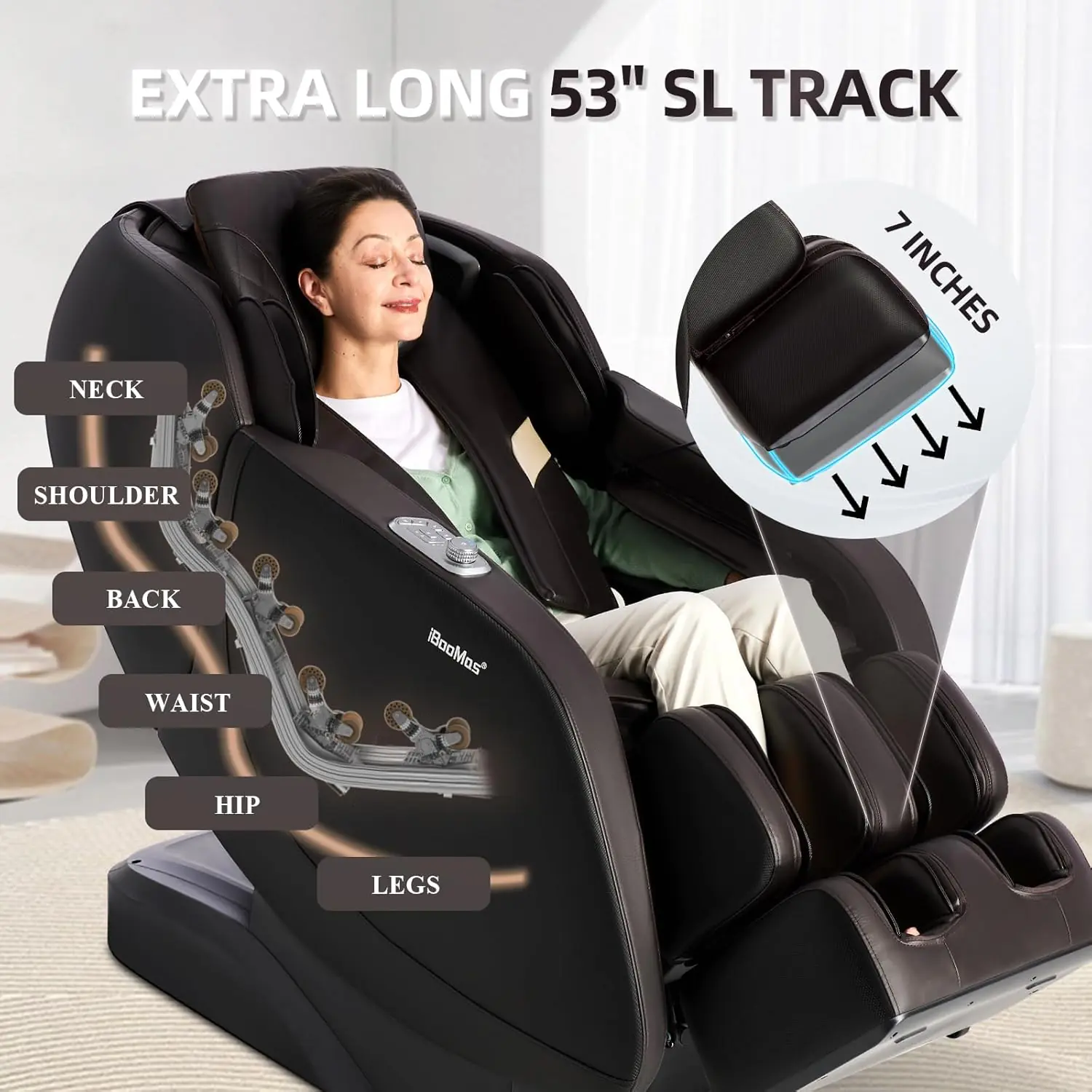 Iboomas Massage Chair Full Body App Zero Gravity Recliner Shoulder Back Calf Heat Auto Scan Usb Port Thai Stretch 12 Mod 2
