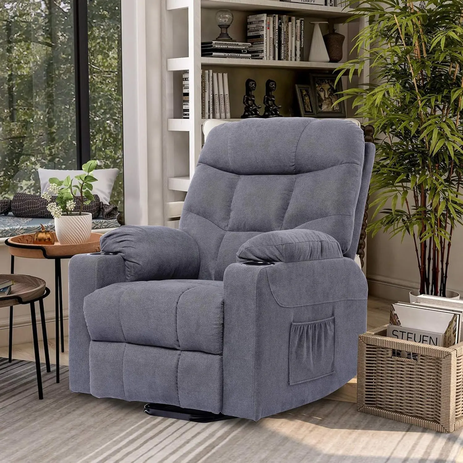 Living Room Power Lift Massage Recliner Chair For Elderly Heated Ergonomic Lounge Fabric Vibratory Massage Chair With Cu 1