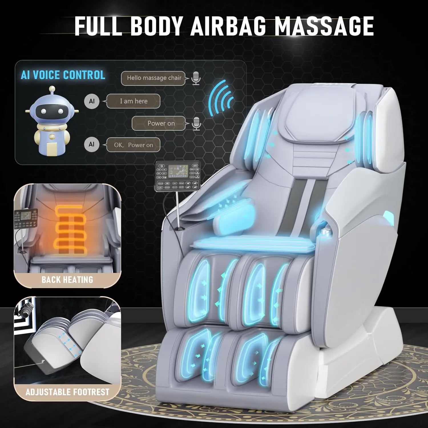 Massage Chair Full Body 2024 4d Sl Track Zero Gravity Massage Chair Shiatsu Recliner With Mat 9 Pre Set Auto Programmed 1 2