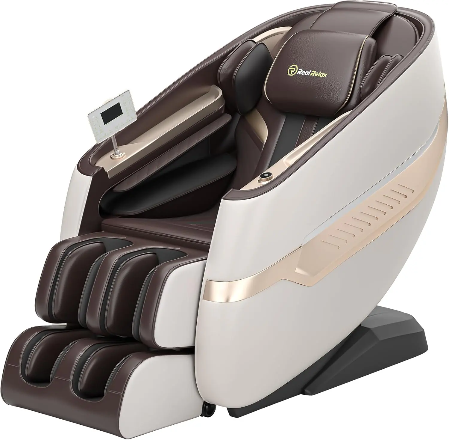 Real Relax Massage Chair Sl Track Full Body Zero Gravity Massage Recliner With Yoga Stretch App Control Favor 09 Brown