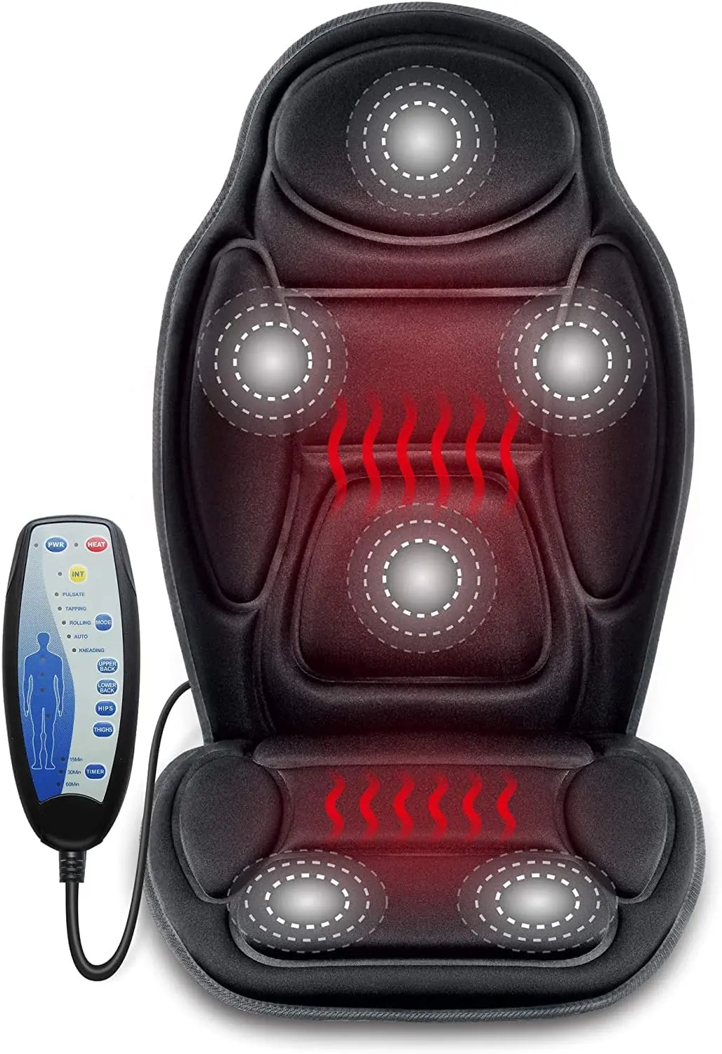Snailax Massage Seat Cushion Back Massager With Heat 6 Vibration Massage Nodes 2 Heat Levels Massage Chair Pad For Home