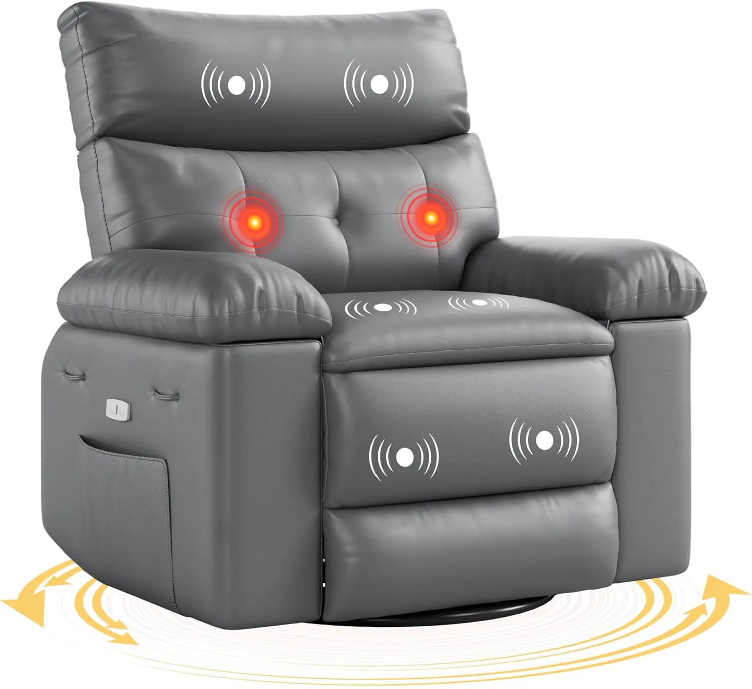 22 Width Power Recliner Chair Electric Rocker Swivel Usb Charger Lazy Boy For Adults With Vibrating Massage And Heating