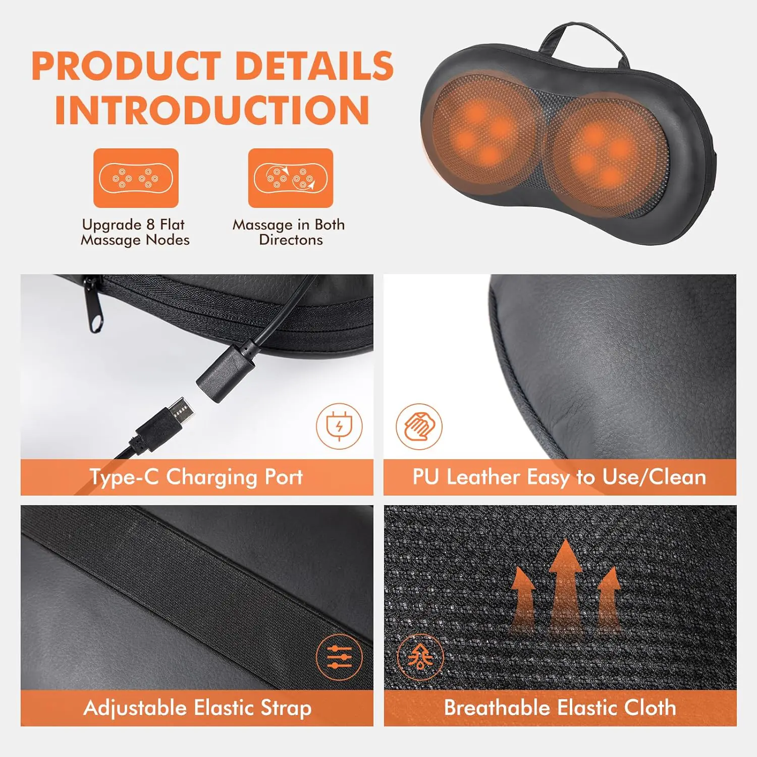 Aerlang Cordless Back Massager With Heat Neck Shoulder Massager With Wireless Remote 3d Kneading Massage Pillow For Back 3