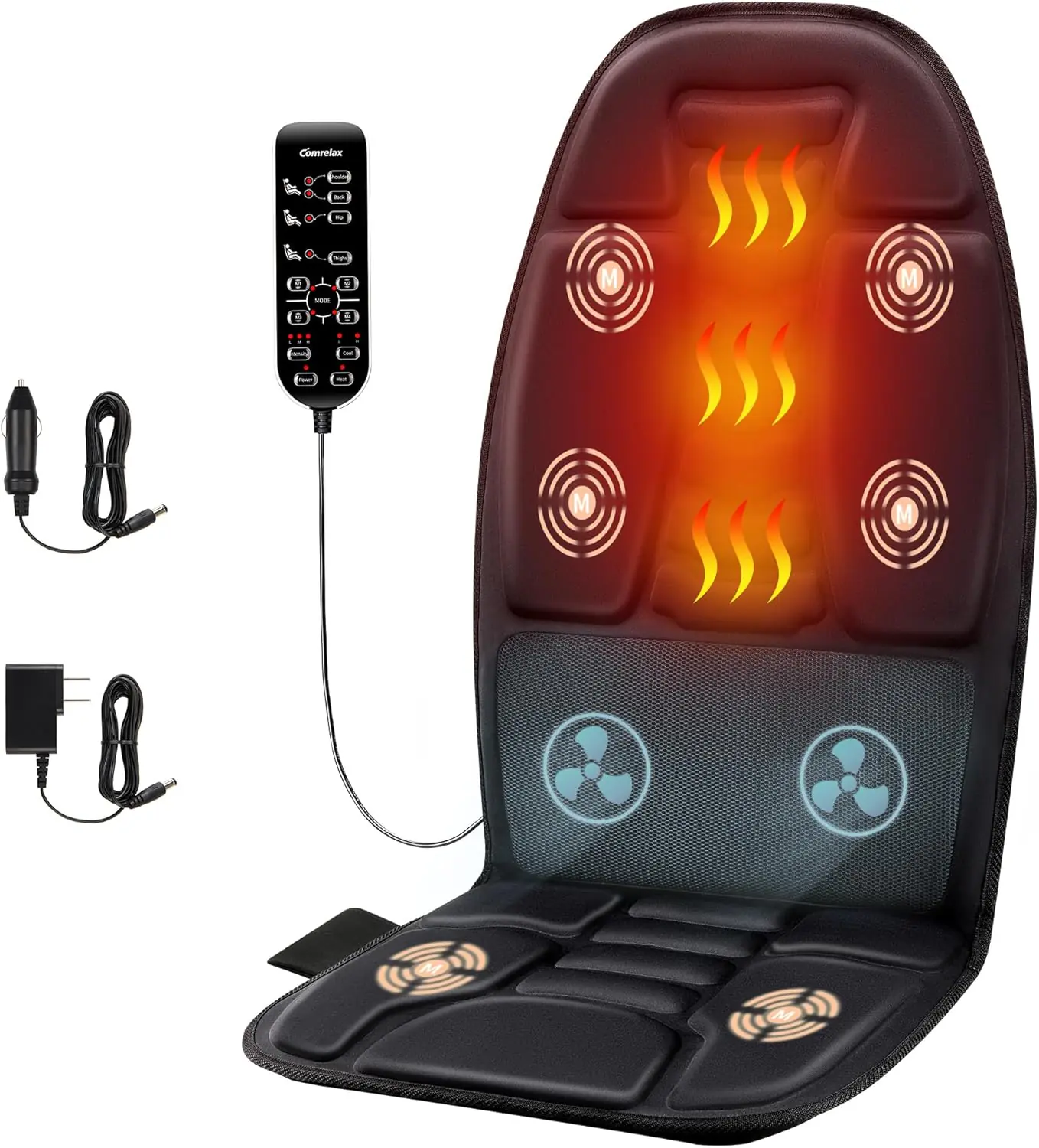 Back Massage Chair Pad Deep Tissue Vibration Seat Massage Cushion 2 Levels Cooling Or Heat Back Massage For Muscle Fatig