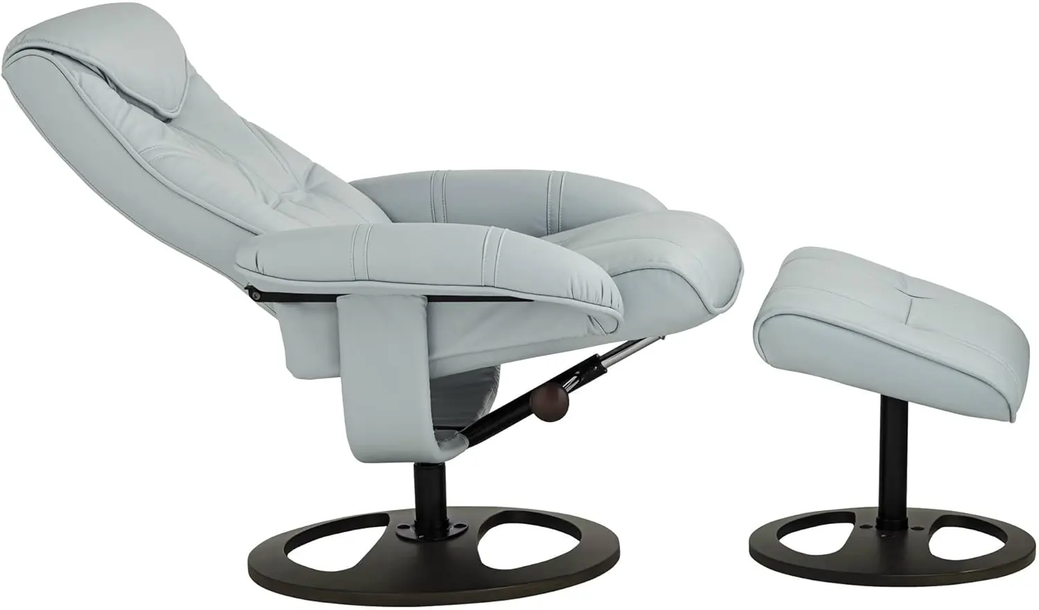 Benchmaster Newport Sky Blue Faux Leather Recliner Chair Modern With Ottoman Footrest Ergonomic Manual Reclining Swivel 1 1