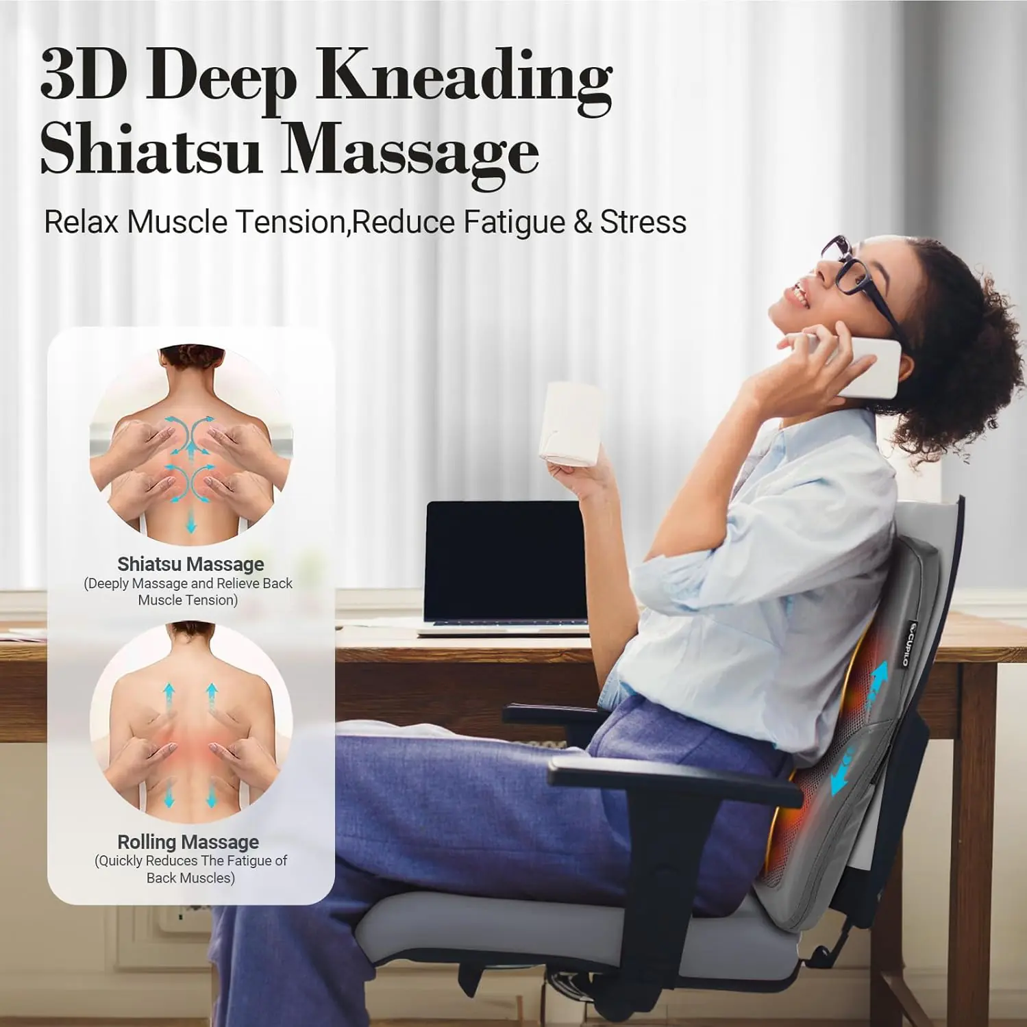 Christmas Gifts For Women Men Shiatsu Low Back Massager 3d Kneading Massage Pillow For Pain Reliefportable Rolling Massa 1