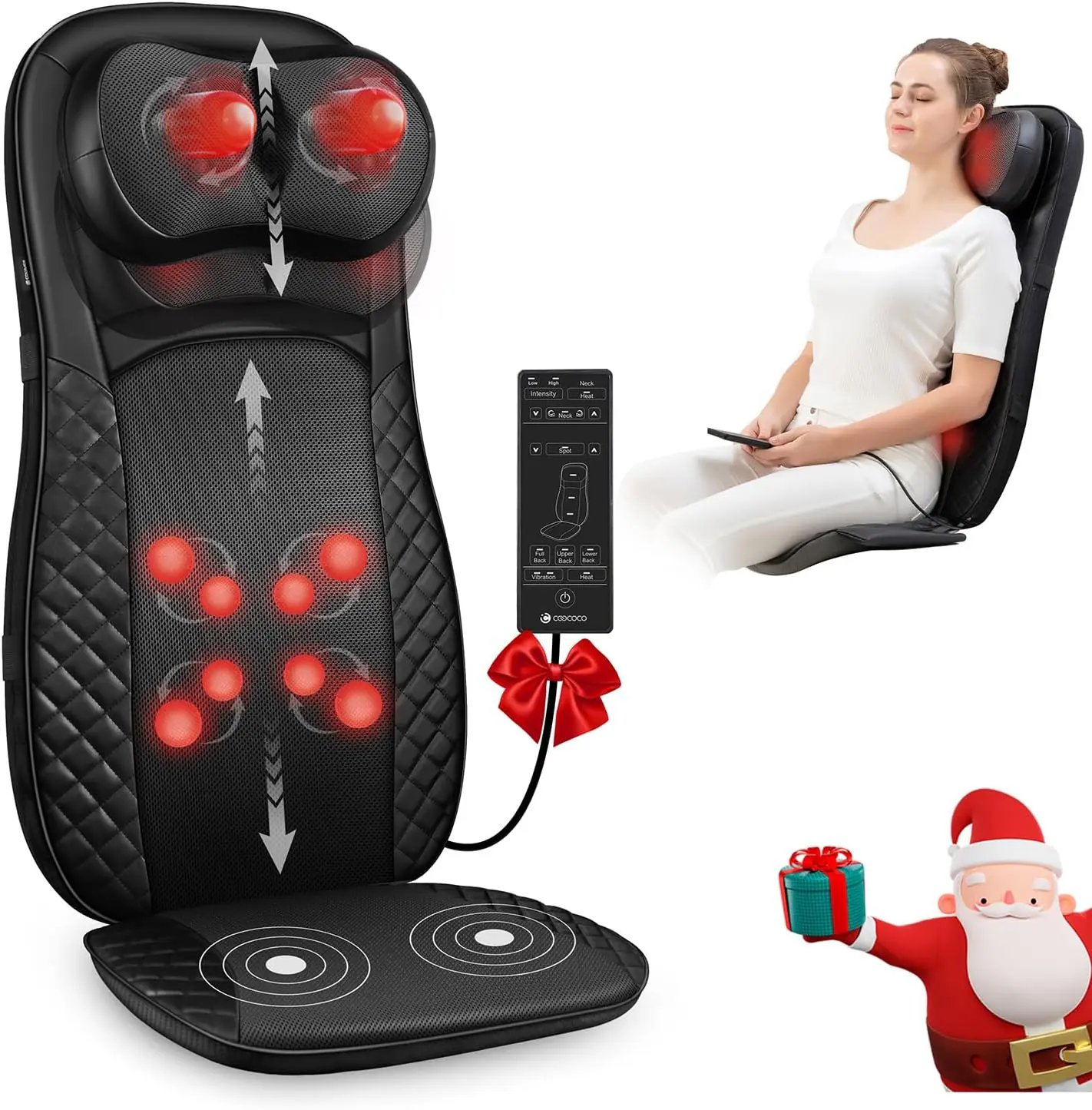 Coococo Shiatsu Back Massager With Heat Birthday Gifts For Men Women Deep Kneading Massage Chair Pad For Neck Back Shoul