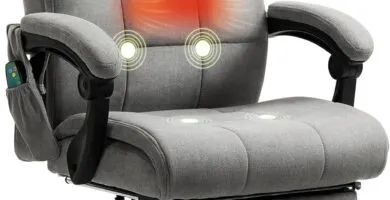 Ecotouge 6 Points Massage Office Chairs Heated Fabric Desk Chair With Retractable Footrest High Back Ergonomic Computer