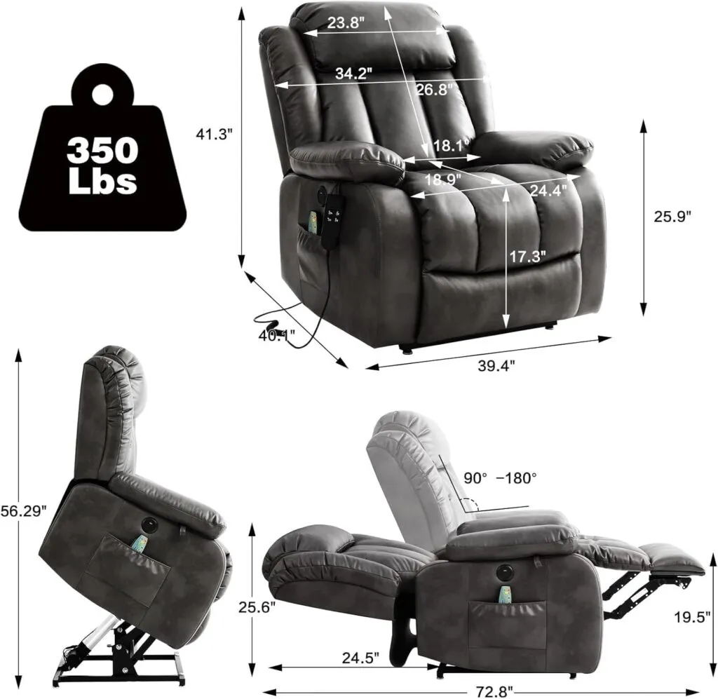 Electric Recliners Chair Elderly Adult Ergonomic Dual Motor Power Lift Recliner Chair With Massage And Heating Usb Ports 6
