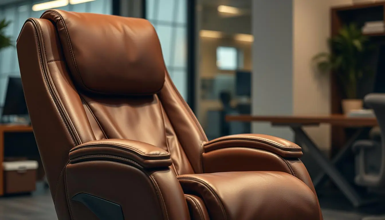full-grain leather massage office chair