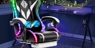 Hoffree Gaming Chair Massage With Bluetooth Speakers And Led Lights Ergonomic Computer Gaming Chair With Footrest Rgb Vi