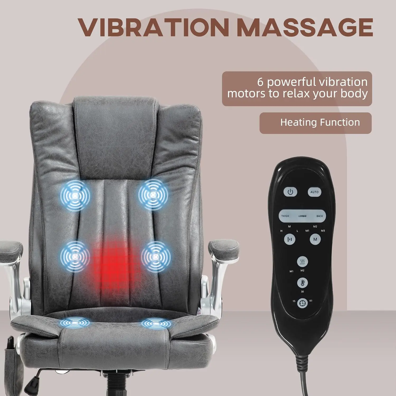 Homcom High Back Vibration Massage Office Chair Heated Computer Chair With Flip Up Armrest Swivel Wheels Adjustable Heig 2