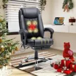 Homrest 6 Point Massage Office Chairheated Executive Chairergonomic Home Office Desk Chairpu Leather With Retractable Fo