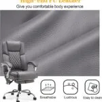 Homrest Executive Office Chair With Footrest 4 Point Massage Office Chair With Reclining Backrest Heated Leather Compute 3