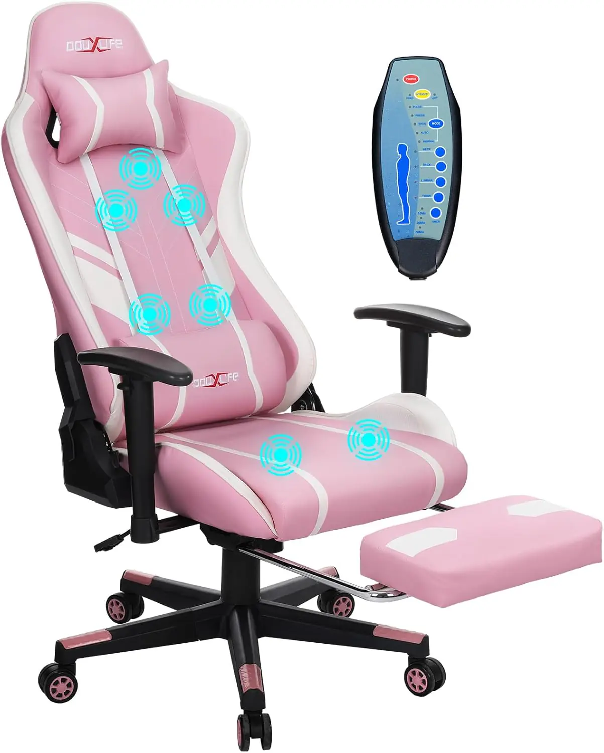 Massage Gaming Chair 7 Point Office Chair With Footrest And Lumbar Support Adjustable Seat Height Ergonomic Thickened An