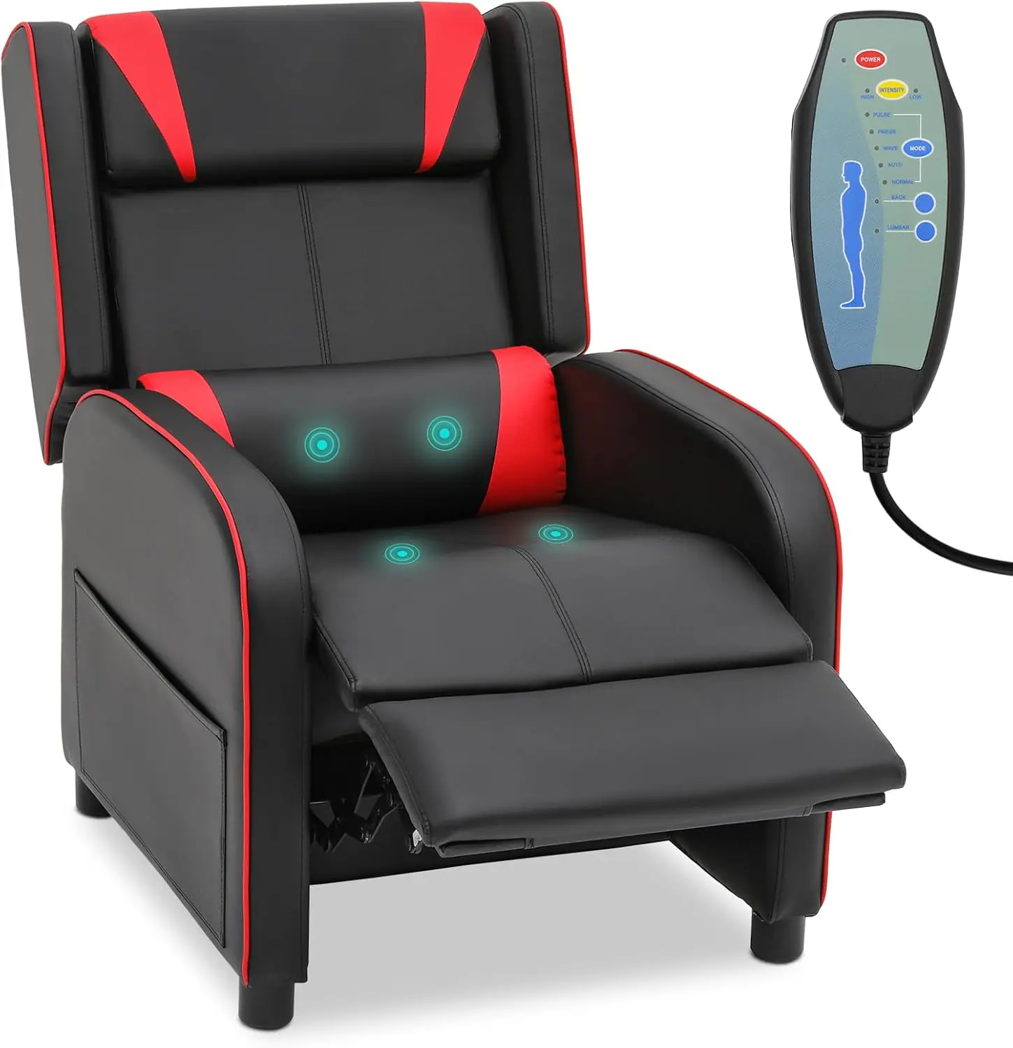 Monibloom Recliner Chair For Living Room Massage Pu Leather Recliner Sofa Adjustable Gaming Recliner Reading Chair Home