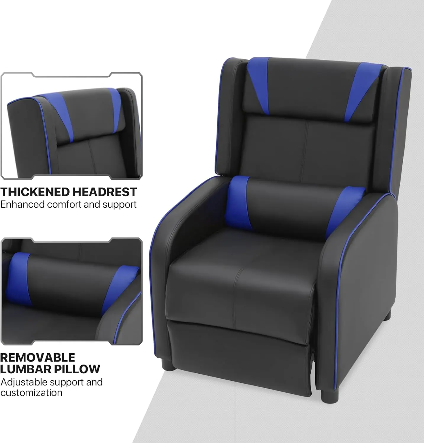 Monibloom Recliner Chair For Living Room Massage Recliner Sofa Reading Chair Adjustable Backrest Pu Leather Push Back Ga 3