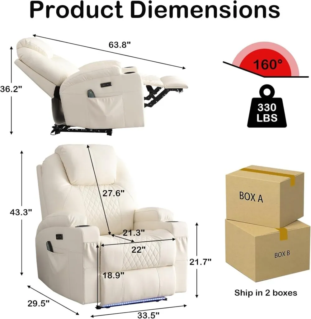 Power Recliner Chair For Elderly Lounge Sofa Home Adults Power Recliner Chair With Heat And Massage With Led Lights Cup 1 1
